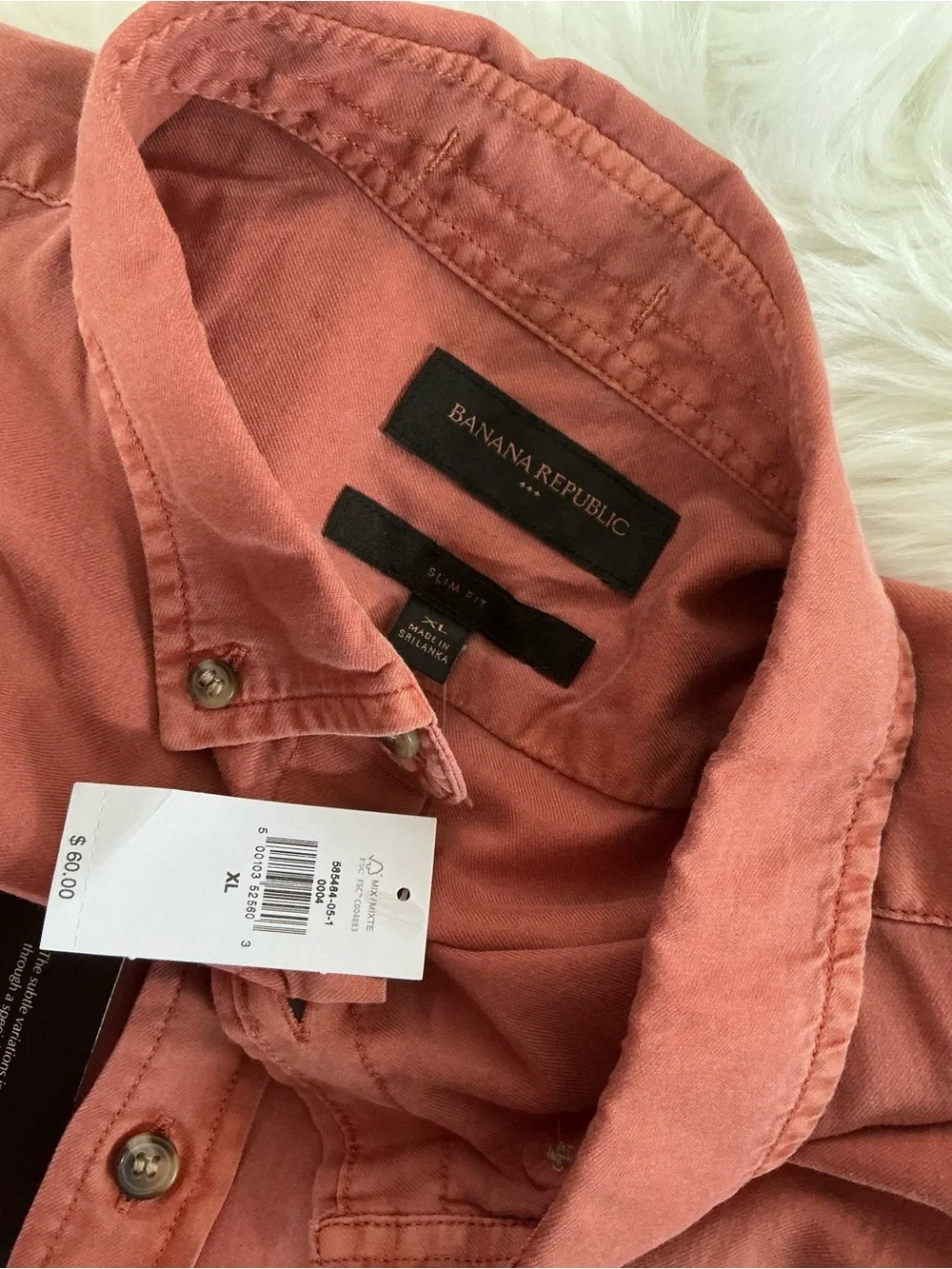 NWT Banana Republic Short Sleeve Slim Fit Button-Down Shirt in Rust Size XL